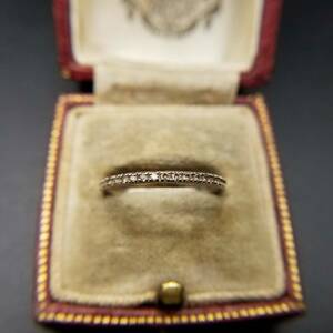 ラインストーン 925 シルバー 幅細 バンドリング 米国 アールデコ ヴィンテージ リング 指輪 銀 彫金 ビンテージ 20