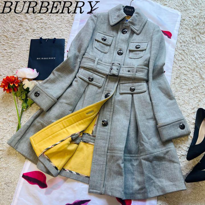 超美品】BURBERRY モノトーン チェック Aライン ロングコート