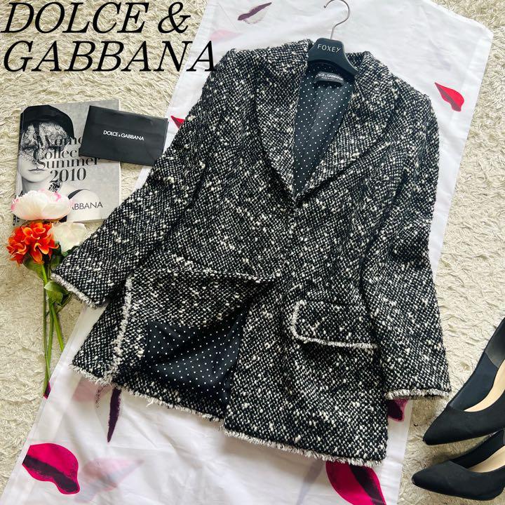 美品】DOLCE&GABBANA ベロアジャケット ブラック レオパード 38