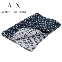 送料無料 2 ARMANI EXCHANGE アルマーニ エクスチェンジ 954650 CC310 00035 ネイビー×グレー マフラー ストール_画像1