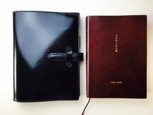 [ hand .].... almost day 5 year notebook for black color A5 original leather pocketbook cover * adjust function. pen holder attaching 