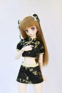 【Petite Marie】1/3 DDS DD対応 セパレーツチャイナ ミニ丈 パフスリーブ 黒 セクシー 60cm ドール BJD 人形服 【プティットマリエ】