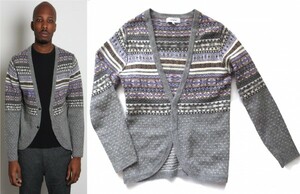 定価2.9万 nonnative HUNTER CARDIGAN WOOL MIX FAIR ISLE JACQUARD ノルディック ウール ニット カーディガン 1