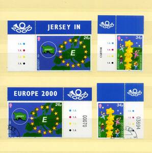 英領 ジャージー JERSEY 2000年◆ヨーロッパ 未使用 & 特印 4種完 綺麗 送料無料 ◆p-255