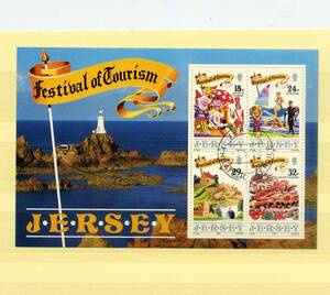 英領 ジャージー JERSEY 1990年◆観光・フェスティバル 初日特印 MNHシート 1枚 綺麗 送料無料 ◆x-232