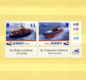 英領 ジャージー JERSEY 1999年◆ライフボート 175周年 未使用 MNH 2種完 高額面 綺麗 送料無料 ◆p-209