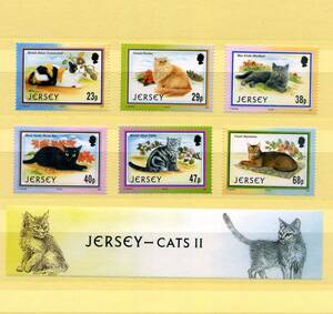 英領 ジャージー JERSEY 2002年◆猫 未使用 MNH 6種完 綺麗 送料無料 ◆p-314