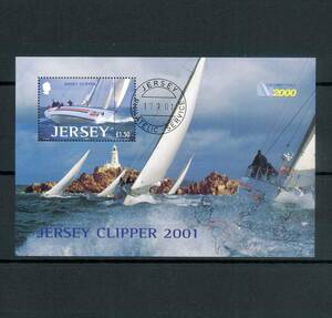 英領 ジャージー JERSEY 2001年◆帆船 初日特印 MNH シート 1枚 綺麗 送料無料 ◆p-265