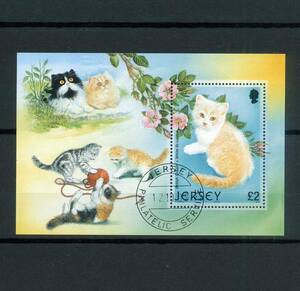 英領 ジャージー JERSEY 2002年◆猫 初日特印 MNH シート 1枚 綺麗 送料無料 ◆p-291