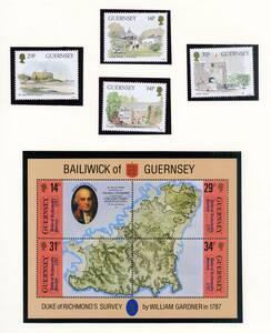 英領ガーンジー島 GUERNSEY 1986~7年 未使用 MNH 切手 4枚 シート 1枚 綺麗 送料無料 ◆z-186
