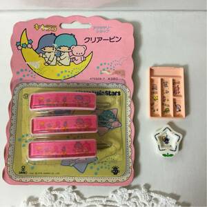  Sanrio retro * clear pin &ki Kirara miniature 2 point set * rare 