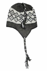■☆アジアン衣料　男女兼用　裏地フリース　手編み耳あて付のネパールの帽子（NHU-10-A）