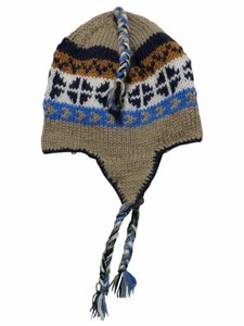 ■☆アジアン衣料　手編みの耳あて付きネパールの帽子（NH-57）