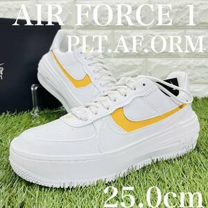 即決 ナイキ エア フォース 1 ロー プラットフォーム 白 黄 NIKE AIR FORCE 1 LOW PLTAFORM AF1 25.0cm 送料込み DJ9946-102