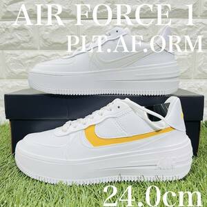 即決 ナイキ エア フォース 1 ロー プラットフォーム 白 黄 NIKE AIR FORCE 1 LOW PLTAFORM AF1 24.0cm 送料込み DJ9946-102