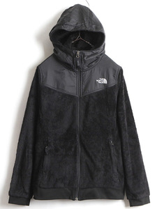 US企画 人気 黒 ■ ノースフェイス フリース パーカー ジャケット ( レディース M ) 古着 The North face フード ジャンパー ブルゾン 毛長