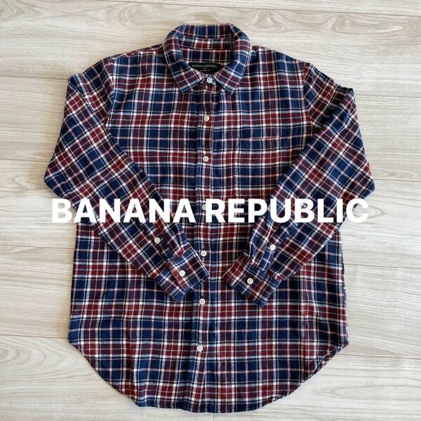 【BANANA REPUBLIC】バナナリパブリック　長袖チェックシャツ　ネルシャツ　 ギンガムチェックシャツ