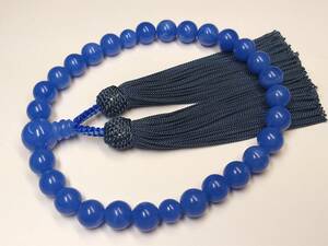 ♪即決【壽】直径10.4mm極品27大粒藍色アクリル玉数珠 日本製 新品