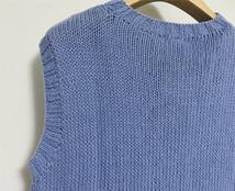 送料無料 定価7.5万 新品 knit brary ケーブルニット ベスト S ブルー ニットブラリー_画像5