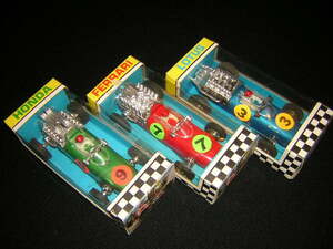  Showa Retro FRICTION DRIVE racing car 3 kind set Ferrari Honda Lotus unopened goods T.O 60 period 70 period Hong Kong made 