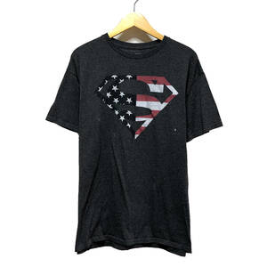 USA 古着 半袖 Tシャツ DCコミックス スーパーマン ロゴ 星条旗 アメコミ オールドネイビー メンズL 古着卸 BA0438