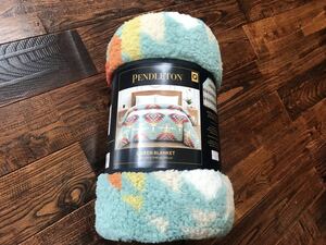  rare * including carriage * new goods unused great popularity pen dollar ton Queen size blanket BLUE MULTI 248cmX233cm PENDLETON BLANKET QUEEN