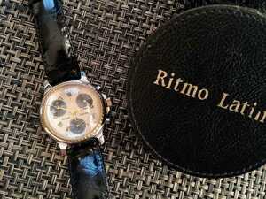 レア！RITMO LATINO リトモラティーノ MADE in ITALY クロノグラフ デイト 純正レザーベルト メンズ 腕時計　電池交換済み