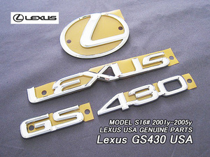 アリストS16#/LEXUS/レクサスGS430純正USエンブレムセット-リア4点(01-05yモデル)/USDM北米仕様ARISTOシンボルLマークUSAトランク周り米国