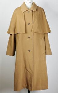 VINTAGE ヴィンテージ Aquascutum アクアスキュータム マント 付き ウール ステンカラーコート 8 イングランド製 b5944