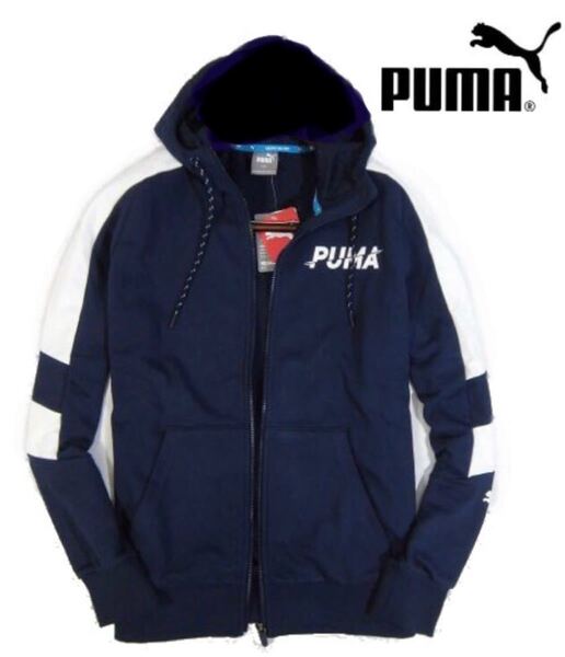 【PUMA/プーマ】スウェットパーカ ジップアップパーカー メンズLサイズ(ネイビー紺)