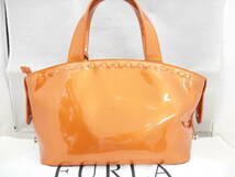 FURLA フルラ エナメル オレンジ ハンドバッグ　/B6037_画像3