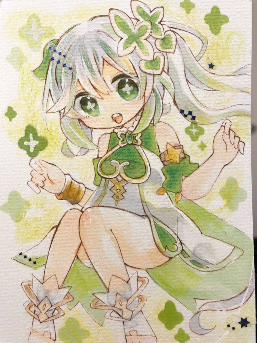 【完売】手描きイラスト 原神 草神 ナヒーダ コピック 色紙 ファンアート