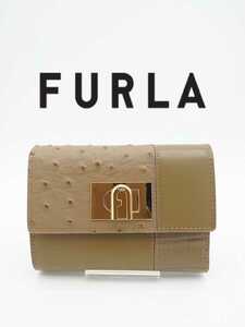 [ scratch equipped ]FURLA Furla 3. folding purse khaki Brown 