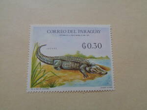 パラグアイ切手　1969年　 Common Caiman (Caiman crocodilus)メガネカイマン　鰐（わに）　0.30