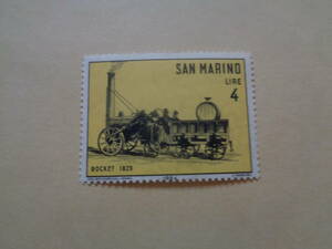 サンマリノ切手　1964年　ROCKET 1829年　古い機関車　4