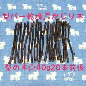 梨小枝40g20本程度☆鳥デグーハムスター小動物かじり木、梨の木の乾燥小枝セット