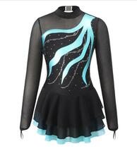 ラインストーン フィギュアスケート　ダンス　衣装　レディース　ワンピース　ライクグリーン　長袖　１７０サイズ（16）_画像1