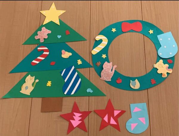 壁面飾り　クリスマスツリー、クリスマスリース 壁面装飾 保育園 幼稚園 壁飾り クリスマス