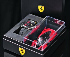 新品1円×3本 フェラーリ公式限定セット BBURAGO社FKKXミニカー付き 50m防水スクーデリアSCUDELIA FERRARI ブラック 腕時計 MOVADO メンズ
