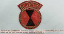 実物 KOREAN WAR BULLION US ARMY 7TH INFANTRY DIVISION KOREAN TABU 米陸軍 第7歩兵師団 肩章 ビリオン 制服剥がし_画像3