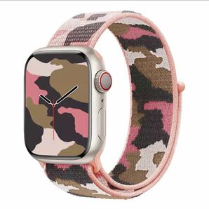 Apple Watch アップルウォッチ バンド ベルト　ナイロン【38/40/41】ピンクカモ柄