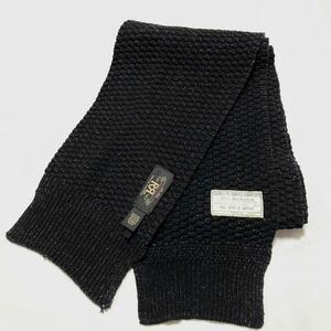 RRL BLACK Indigo Dyed Cotton KNIT SCARF ダブルアールエル ブラック インディゴ ダイド コットン マフラー スカーフ ストール 黒