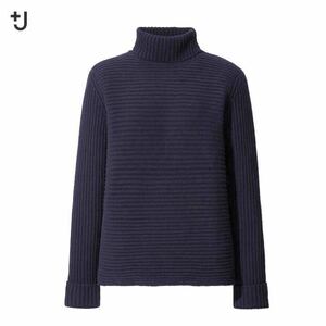 UNIQLO +J ユニクロ リブタートルネックセーター　ネイビー　M