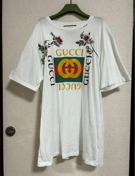 GUCCI ダメージ加工　刺繍　Tシャツ　Lサイズ