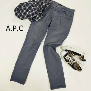 アーペーセー A.P.C ダメージデニム プチニュースタンダードジーンズ サイズ30 L ブルー 青 シンプル ストレート カジュアル ロング丈 2044