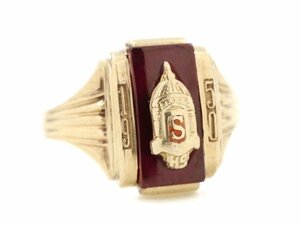 1950 year NOWAK Vintage 10K Gold college ring America . meeting ..10 pure gold red stone ring 