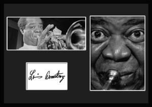 10種類!Louis Armstrong/ルイ・アームストロング/ジャズ/サインプリント&証明書付きフレーム/BW/モノクロ/ディスプレイ(10-3W)