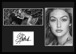 10種類!Gigi Hadid/ジジ・ハディッド/ファッションモデル/サインプリント&証明書付きフレーム/BW/モノクロ/ディスプレイ(8-3W）