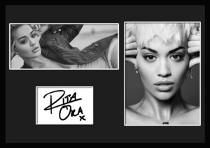 10種類!Rita Ora/リタ・オラ/R&B/Pop/UK/ポップ/歌手/アーティスト/サインプリント&証明書付きフレーム/BW/ディスプレイ(4-3W）