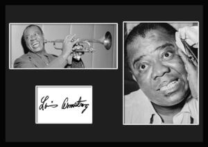 10種類!Louis Armstrong/ルイ・アームストロング/ジャズ/サッチモ/サインプリント&証明書付きフレーム/BW/モノクロ/ディスプレイ(2-3W)